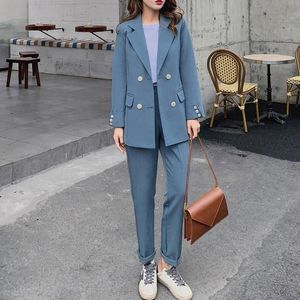 Tweede stuk broek voor dames damesveer elegante blazer pant suits office dames zakelijk broek pak lange mouw casual jas twee-piec