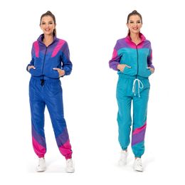 Femmes Deux Pièces Pantalons Femmes Années 80 Années 90 Hippie Disco Cosplay Costumes Hip Hop Sportwear Rétro Survêtement Vintage Tenue De Fête Pour Halloween Carnaval Dames 230615