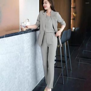 Pantalon de deux pièces pour femmes Femmes Longueur de la cheville Ensemble Slim Fit Costume formel Business élégant avec gilet manteau revers pour professionnel