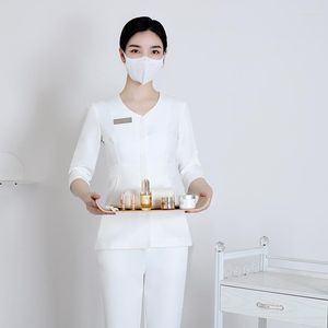 Dames tweedelige broek vrouwen schoonheidsspecialisten schoonheid salon uniform spa sauna vrouwelijke receptionist werkkleding sets voetbadmassagetechnicus