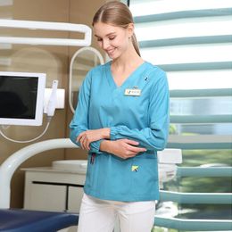 Pantaloni a due pezzi da donna Salone di bellezza da donna Tinta unita Divise da lavoro estive Estetista Scollo a V Abiti da lavoro Abiti Dentista Clinica Donna