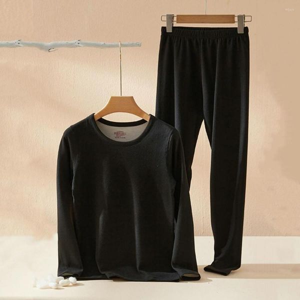 Pantalones de dos piezas para mujer Traje de negocios para mujer Conjunto de ropa interior térmica de invierno de 2 piezas para ropa de dormir unisex Ropa de hogar gruesa y cálida