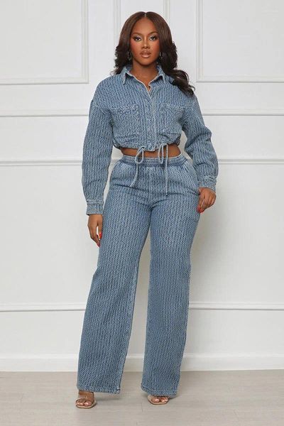 Pantalon de deux pièces pour femmes en denim de mode set boisement