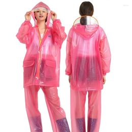 Zweiteilige Damenhose, Damen- und Mädchentasche mit Kapuze, lockerer Regenmantel, wasserdichte Regenjacke, Hose, Anzug-Set