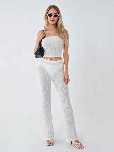 Pantalon de deux pièces pour femmes S 2 tenues décontractées sans manches à épaules dénudées bustiers floraux longs ensembles streetwear