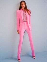 Pantalon deux pièces femme HIGH STREET Est 2022 Fashion Designer Runway Suit Set Femmes Bouton unique Slim Fit Blazer Crayon