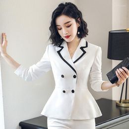 Dames tweedelige broek Women S Office Pakken Set professionele vrouwelijke zaken dame pak plus maat witte blazer pant vest ontwerper kleermaker