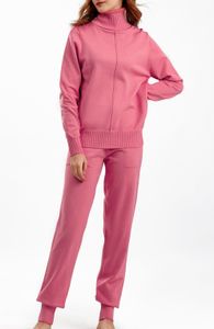 Chándal elegante para mujer, ropa de descanso tejida, conjunto de dos piezas para mujeres, prendas de punto de manga larga, pantalones acampanados, conjuntos para mujer, trajes informales para el hogar