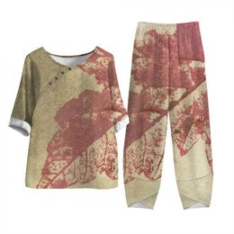 Dames tweedelige broek Dames Shorts Slve Sets Elegante bloemenprintbroek Pak losse outfit Tweedelig pak Casual o nek strtwear t-shirt set zomer y240426