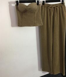 Femmes deux pièces pantalons femmes sans manches hauts sans bretelles et jambe droite femme décontracté ensemble de mode costumes fête vêtements de rue