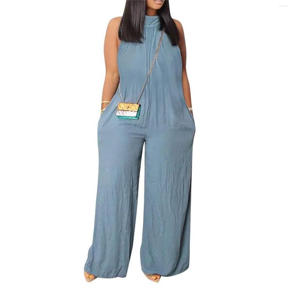 Pantalones de dos piezas para mujer, mono informal de verano para mujer, peleles de pierna ancha holgados sin mangas con bolsillo, monos elegantes, ropa de casa, un conjunto