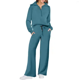 Calças femininas de duas peças Mulheres Tracksuit Casual Jogging Femme 2 Jaqueta Sólida Conjunto Outono Solto Ternos Esportivos Moletom Casacos Sportswear