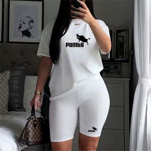 Tweedelige damesbroek Dames tweedelige set Zomer Korte mouw O-hals T-shirt Tops Potloodshorts Pakken Trainingspakken Outfit Grafische T-shirts Joggingpakken 230606