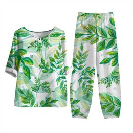 Pantalones de dos piezas para mujeres Juegos de dos piezas de dos piezas Juego de verano de Lemon O Neck Slve Traje de lve corta elegante Harajuku Top Pantalones de julta