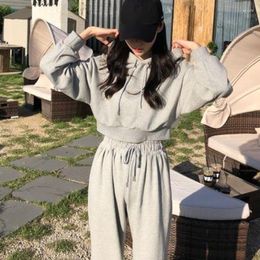 Pantalon deux pièces femme WOMENGAGA 2022 vêtements de sport automne Winyer coréen à capuche loisirs costume haut sweat pantalon ensemble Harem A0MM