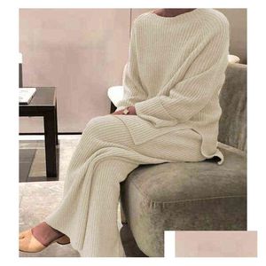 Dames tweedelige broek Dames herfstkleding Loungewear Women Set 2 PC voor vrouw met lange mouwen Vrouw T -shirts losse FL Lounge Drop levering AP DHJD5