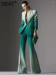 Pantalon à deux pièces pour femmes 2 PCS PCS Set ColdChed Collar Single Button Gradient Taist Mabe Slim Elegant Fashion Suit Summer 2024 13DL40