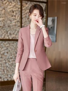 Werkbroeken voor damesbroekpartikelen voor vrouwen met een set voor vrouwen Business Interview Uniform Slim Blazer en Pencil Office Lady Suit vrouwelijke outfits