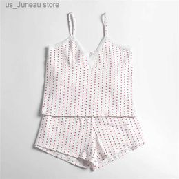 Pantalons de deux pièces à deux pièces Xingqing Y2K Set 2000 Vêtements d'été Femmes Cœur Imprime-Spaghetti Sobre sans crop