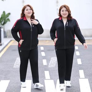 Pantalones De Dos Piezas Para Mujer Xl-7Xl Traje Casual Para Mujer Abrigos Y Pantalones De Otoño Deporte De Moda Suelto Cómodo Conjunto De Dos Piezas Simple Para Todo Fósforo