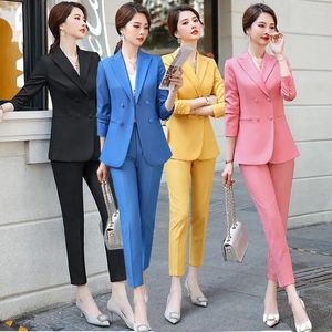 Pantalon de deux pièces pour femmes YellowProfessional Costume Ensemble pour femmes 2023 Automne / Hiver Version coréenne Haut de gamme Mode Tempérament Interview Ventes