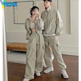 Pantalon de deux pièces pour femmes yiciya pantalons ensembles hommes et combinaisons de survêtement unisexe costumes de cargaison de veste extérieure