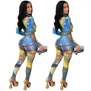 Dames tweedelige broek Zoctuo Painting 2 Sets Sets For Ladies Tracksuit Women Rapel T-Shirt Top en Pant Women's Trousers Pak Spring