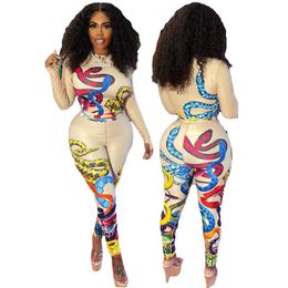 Dames tweedelige broek ZOctuo Sets Vintage Print Set Dames 2 Outfits Sexy Casual Club Party Wear Crop Top and Pant Pak voor meisjes