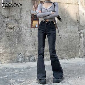 Pantalon de deux pièces pour femmes Zoenova 2024 Printemps / été Fashion Fashion Bottes de jambe larges de taille et de jambe