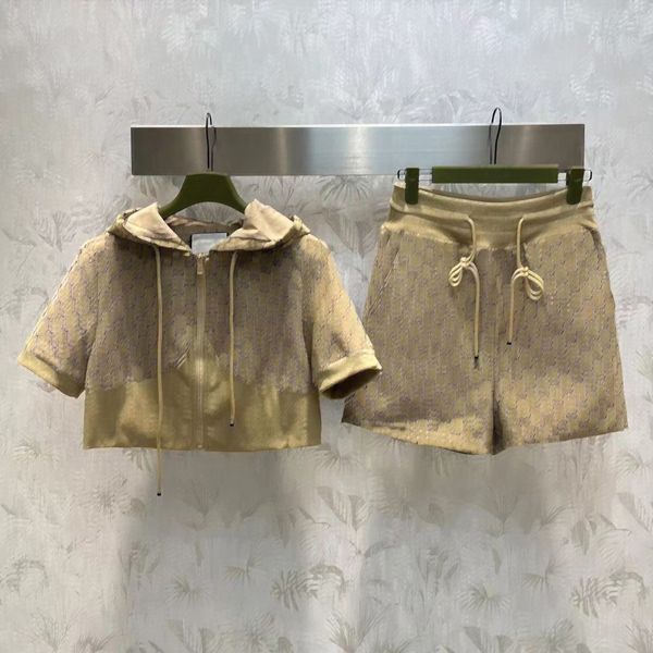 Conjuntos de dos piezas para mujer Pantalones cortos Letras dobles G diseñador para mujer Chaquetas Abrigos Chaqueta de manga corta Streetwear diseñador de lujo chaqueta de mujer Conjuntos