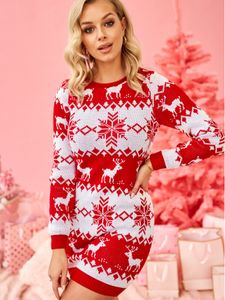 Pull de Noël laid pour femme manteau tricoté en tissu polyester col rond à manches longues motif flocon de neige de Noël pour garder le chauffage et la respirabilité