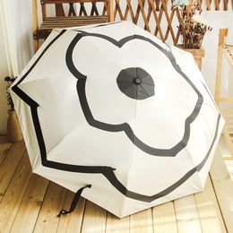 Parapluie Femme Camélia Designer Haute Apparence Niveau de Lumière Simple Luxueux Vinyle UV Ensoleillé et Pluvieux Parapluie Disponible