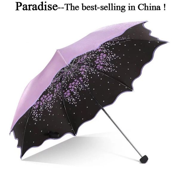 Parapluie femme princesse romantique cerise Design 3 flottant fille Parasol Parasol Anti-UV femme fleur parapluies