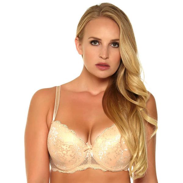 Ropa interior de las mujeres Underwire Muy grande Underwire 3/4 taza Push Up Sexy Lace Sujetador trasero Cierre Bralette D DD DDD E FF G 30-46 NO7609 210623