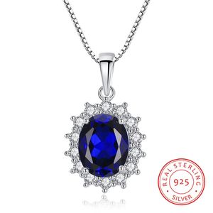 Collar de boda de diamantes con forma ovalada de plata de ley 925 clásico con topacio azul único para mujer