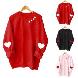 Pull à manches longues et col rond pour femme, imprimé amour, décontracté, ample, pour la saint-valentin