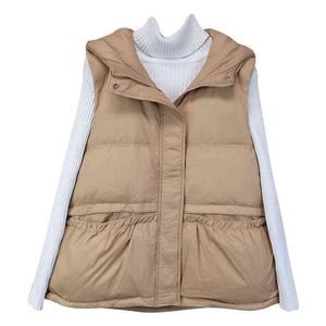 Gilet femme automne hiver veste à capuche sans manches coton manteau femme Parka épais kaki/Beige garder au chaud rembourré gilets vêtements G1115