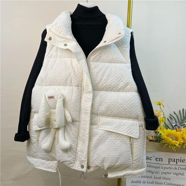 Gilets pour femmes 2023 automne hiver gilet court épissage mode coréenne veste tendance coton rembourré femmes coupe-vent chaud gilet