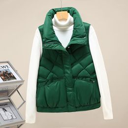 Gilets pour femmes 2023 automne hiver gilet couleurs unies gilet décontracté col montant léger Ultra coupe-vent vêtements d'extérieur femmes bouffante veste