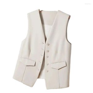 Vrouwen Vesten 2023 Lente Zomer Korte V-hals Vest Jas Vrouwen Vest Single-Breasted Mouwloze Blazers Vrouwelijke Slanke Casual Tank tops