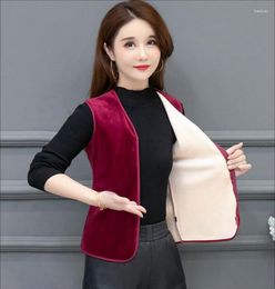 Gilets pour femmes 2023 hiver avec flocage épais couleur unie gilet à glissière pour les femmes mince pour protéger contre l'épaississement froid chaud