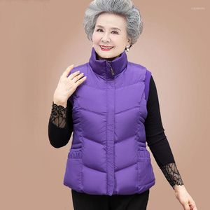 Gilets pour femmes 2023 femmes hiver d'âge moyen épais gilet femme court vers le bas coton gilet dames Stand Collae lâche chaud manteaux G93