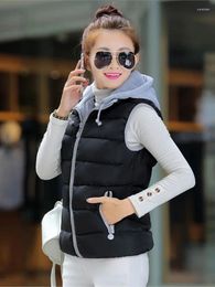 Gilets pour femmes 2024 coton gilet automne et hiver court version coréenne mince épaissie mode à capuche épaule Kamizelka Damska