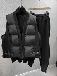 Damenwesten 2024 Übergroße Daunenweste Frauen Herbst Winter Lässige ärmellose Jacken Weibliche koreanische Mode V-Ausschnitt Lose Knopfwesten