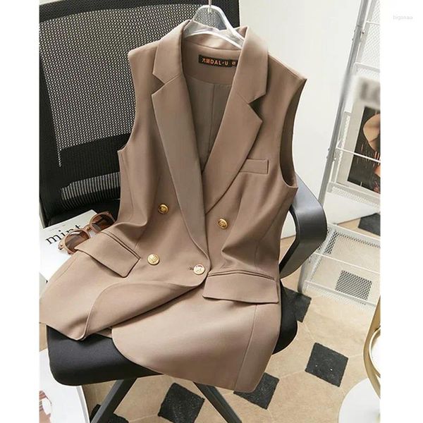 Chalecos para mujeres 2024 Spring Summer Blazer Chaleco coreano Copas delgadas Slim Tops Fashion Fashion Coat Wild Forrine Single Traje de hebilla Outwear