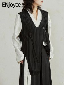 Damesvesten 2024 Leer vrouwen vintage asymmetrisch pak vest y2k streetwear Koreaanse mode mouwloze jas dames werkkleding.