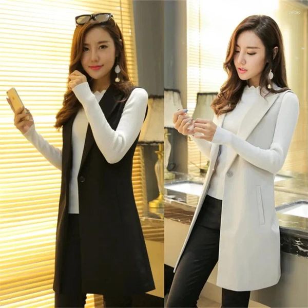 Versons pour femmes 2024Spring Automn Fashion Veste Veste Medium Long Suit Sans Sans Slid Ladies Loes Ourwear Korean Wilater Top Femme