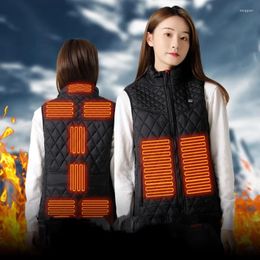 Gilets pour femmes 9 places Veste chauffante pour femmes Manteau d'hiver USB Intelligent Chauffage électrique Thermique Vêtements chauds Gilet Plus Taille