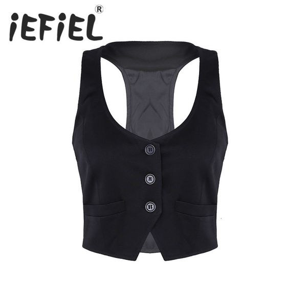 Vêtes pour femmes Arrivée Fashion Ve-cols V-Neck Sans manchons bouton coupé raceur ajusté Back Classic Vest Shirts séparément pour le gilet pour usure formelle 230811