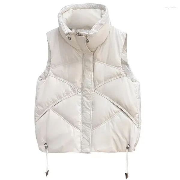 Gilets en duvet de coton pour femmes, manteau extérieur polyvalent pour filles, loisirs étudiant collège, manteaux blancs à la mode, automne hiver 2023